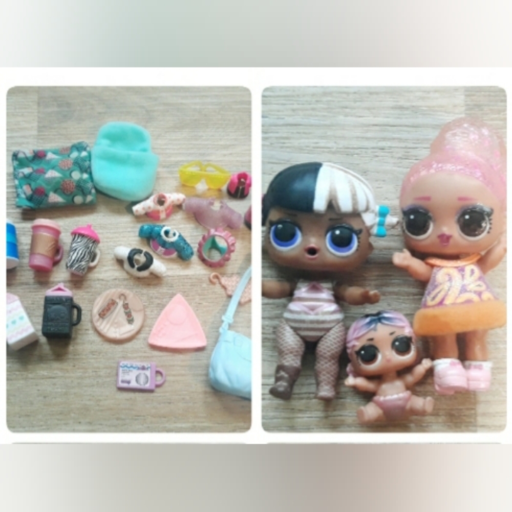 LOL Surprise Dolls Lot: Baby Next Door, Glitter Globe Doll, Lil Baby + 22 Extras